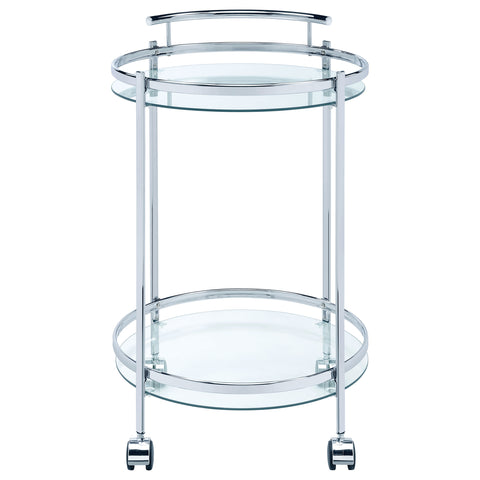 Cragen Round Glass Shelf Metal Bar Cart ChromeChrome