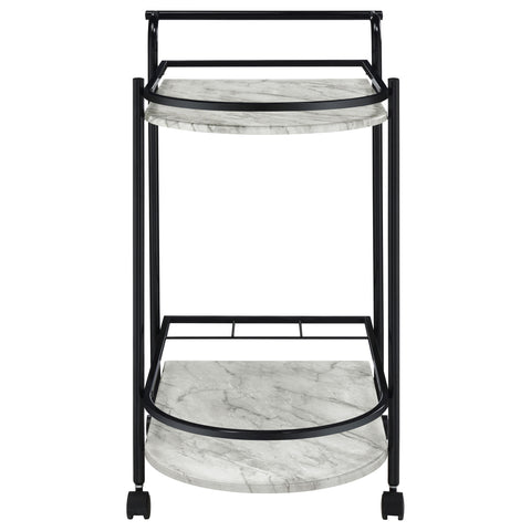 Fitzroy 2-tier Faux Marble Shelf Metal Bar Cart BlackBlack