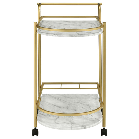 Fitzroy 2-tier Faux Marble Shelf Metal Bar Cart GoldGold