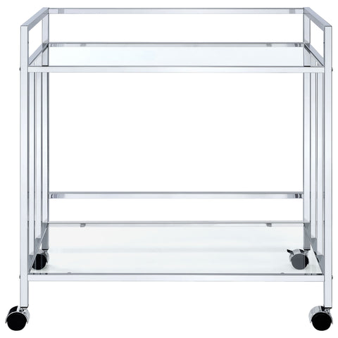 Simeon 2-tier Rectangular Glass Shelf Metal Bar Cart ChromeChrome