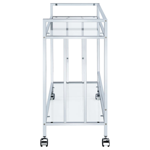 Simeon 2-tier Rectangular Glass Shelf Metal Bar Cart ChromeChrome