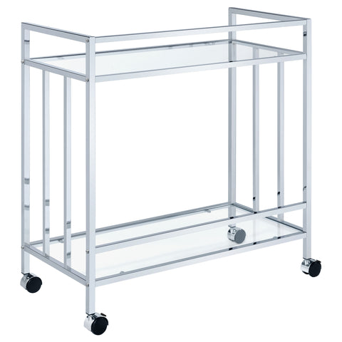 Simeon 2-tier Rectangular Glass Shelf Metal Bar Cart ChromeChrome