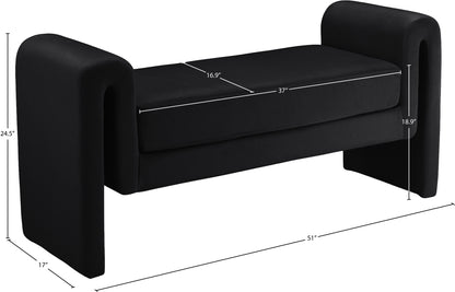 Encore Black Velvet Bench Black