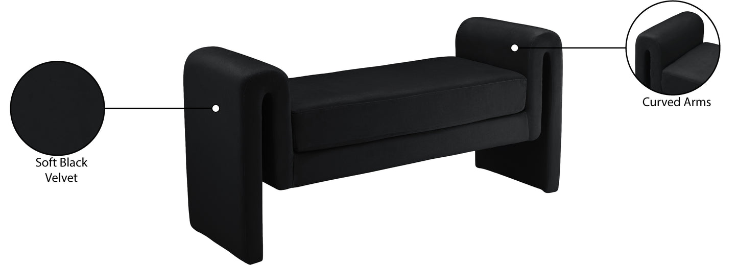 encore black velvet bench black