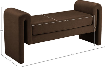 Encore Brown Velvet Bench Brown