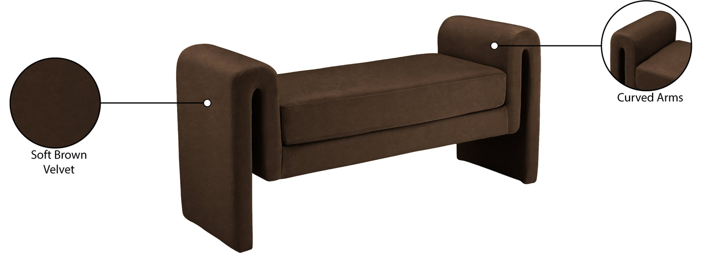 encore brown velvet bench brown