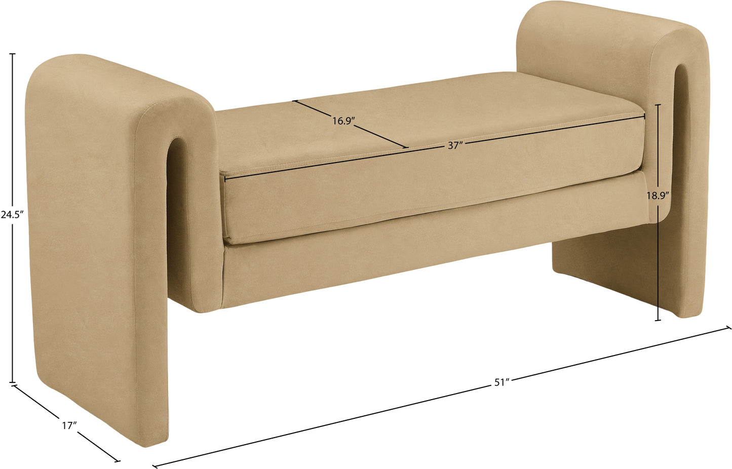 encore camel velvet bench camel