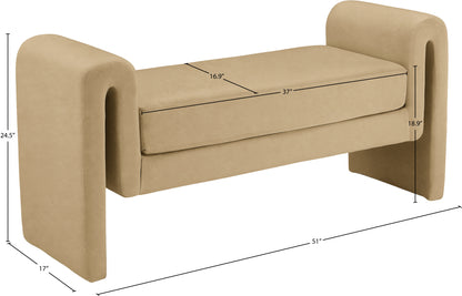 Encore Camel Velvet Bench Camel