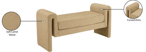 Encore Camel Velvet Bench Camel