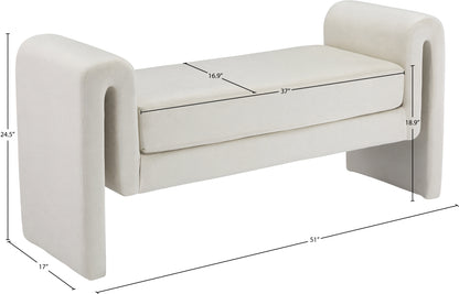 Encore Cream Velvet Bench Cream