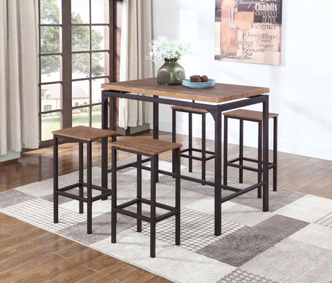 Galvin 5-piece Pub Height Bar Table Set Weathered ChestnutWeathered Chestnut