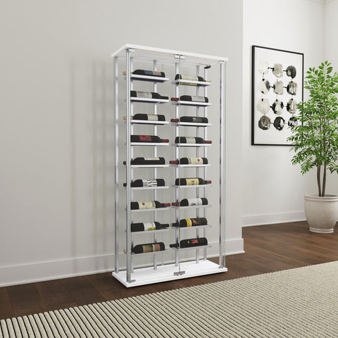 Brittania Tempered Glass Wine Storage LED Curio Cabinet ChromeChrome