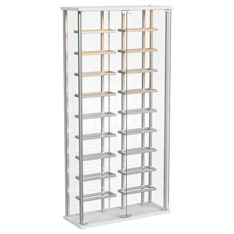 Brittania Tempered Glass Wine Storage LED Curio Cabinet ChromeChrome
