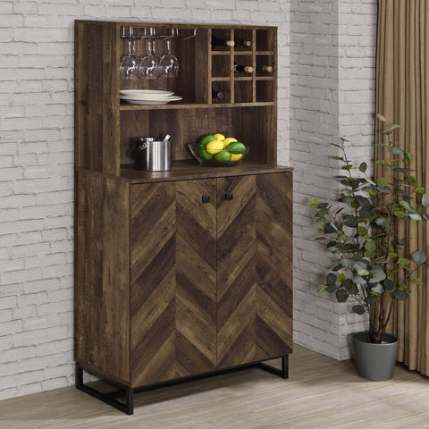 Ashleigh 2-door Home Bar Cabinet Wine Storage Rustic OakRustic Oak