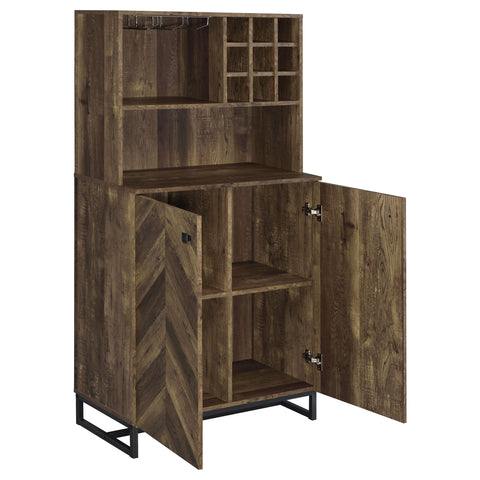 Ashleigh 2-door Home Bar Cabinet Wine Storage Rustic OakRustic Oak