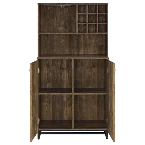 Ashleigh 2-door Home Bar Cabinet Wine Storage Rustic OakRustic Oak