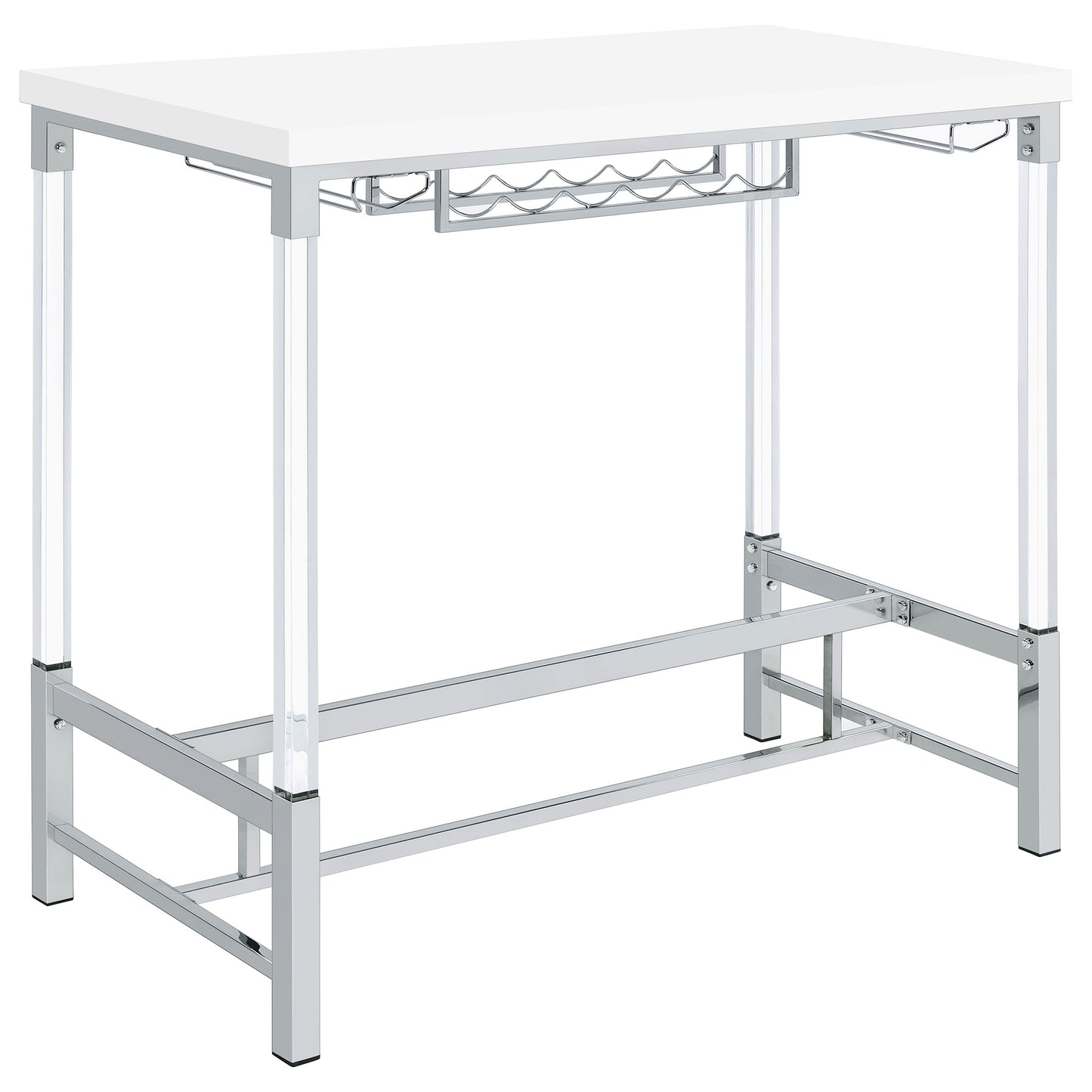 wren 47-inch acrylic leg bar table white high gloss