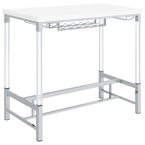 Kyle 47-inch Acrylic Leg Bar Table White High GlossWhite High Gloss
