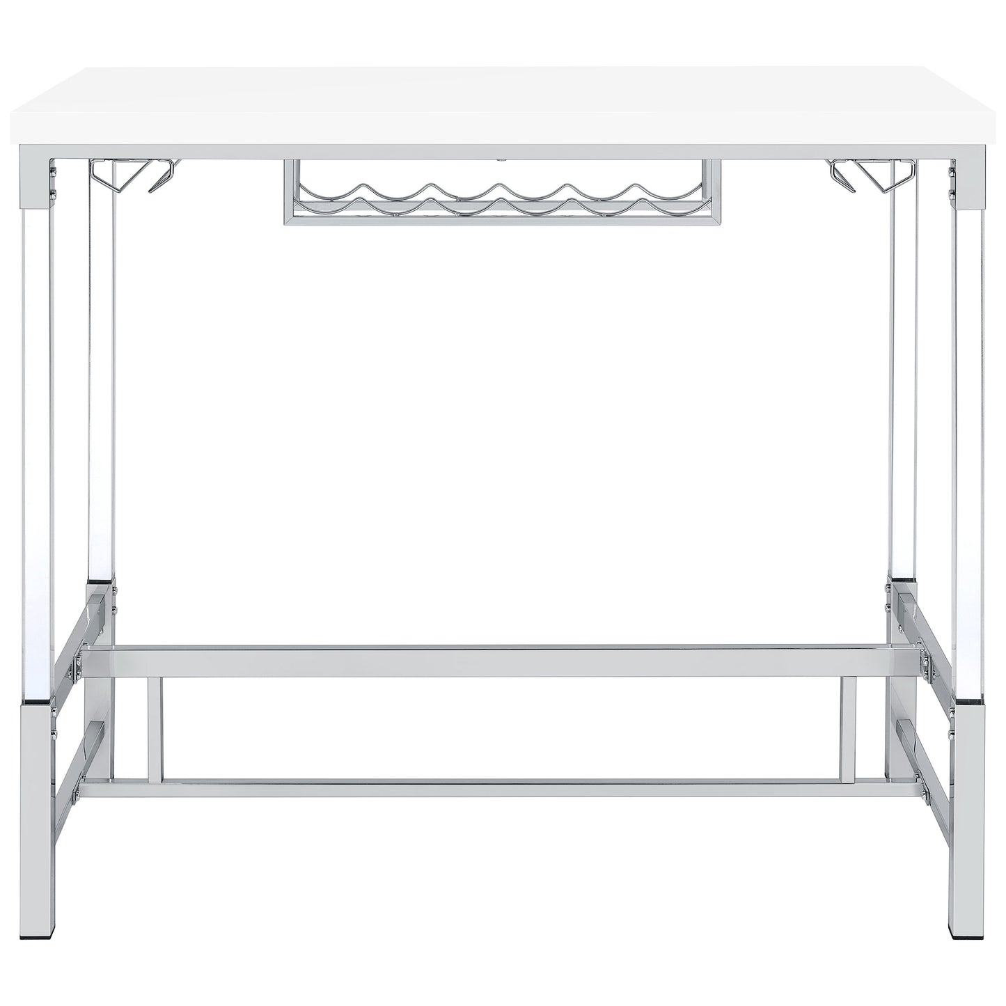 wren 47-inch acrylic leg bar table white high gloss