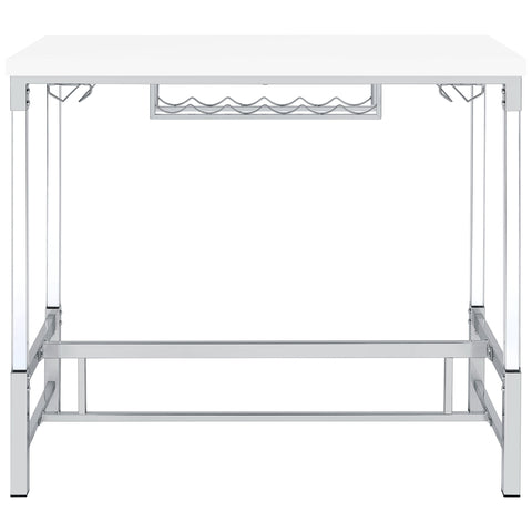 Kyle 47-inch Acrylic Leg Bar Table White High GlossWhite High Gloss