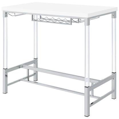 Wren 47-inch Acrylic Leg Bar Table White High Gloss