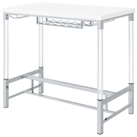 Kyle 47-inch Acrylic Leg Bar Table White High GlossWhite High Gloss