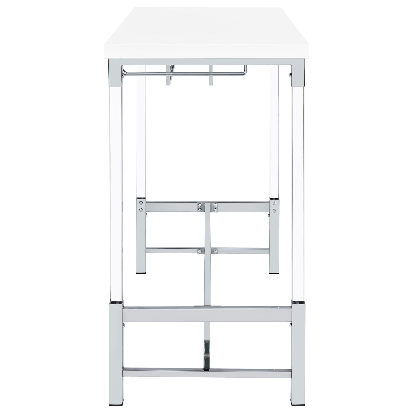 wren 47-inch acrylic leg bar table white high gloss