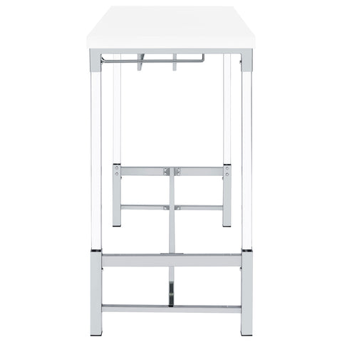 Kyle 47-inch Acrylic Leg Bar Table White High GlossWhite High Gloss
