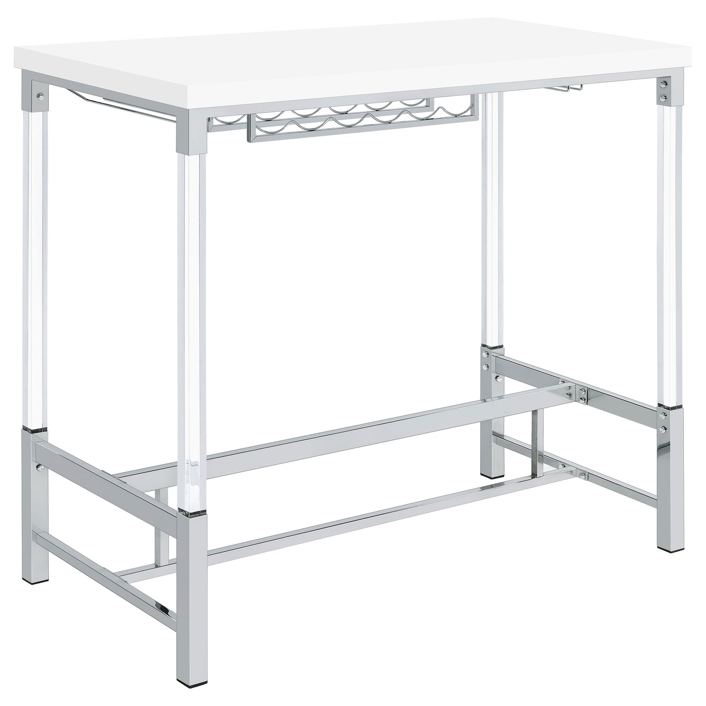 wren 47-inch acrylic leg bar table white high gloss