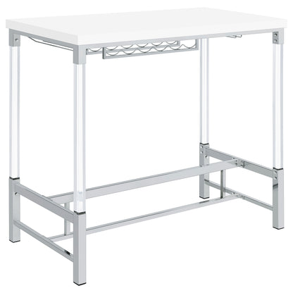 Wren 47-inch Acrylic Leg Bar Table White High Gloss