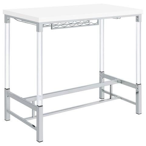 Kyle 47-inch Acrylic Leg Bar Table White High GlossWhite High Gloss