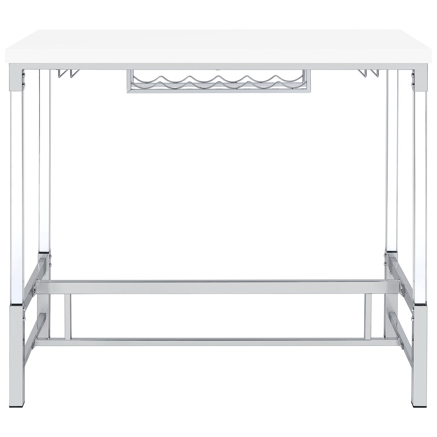 wren 47-inch acrylic leg bar table white high gloss