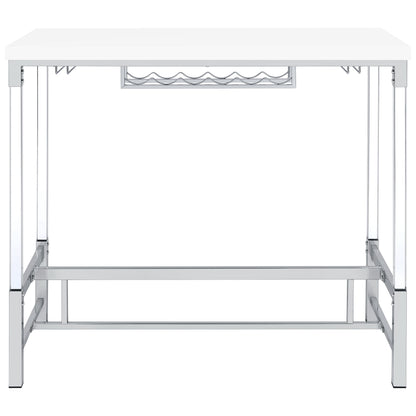 Wren 47-inch Acrylic Leg Bar Table White High Gloss