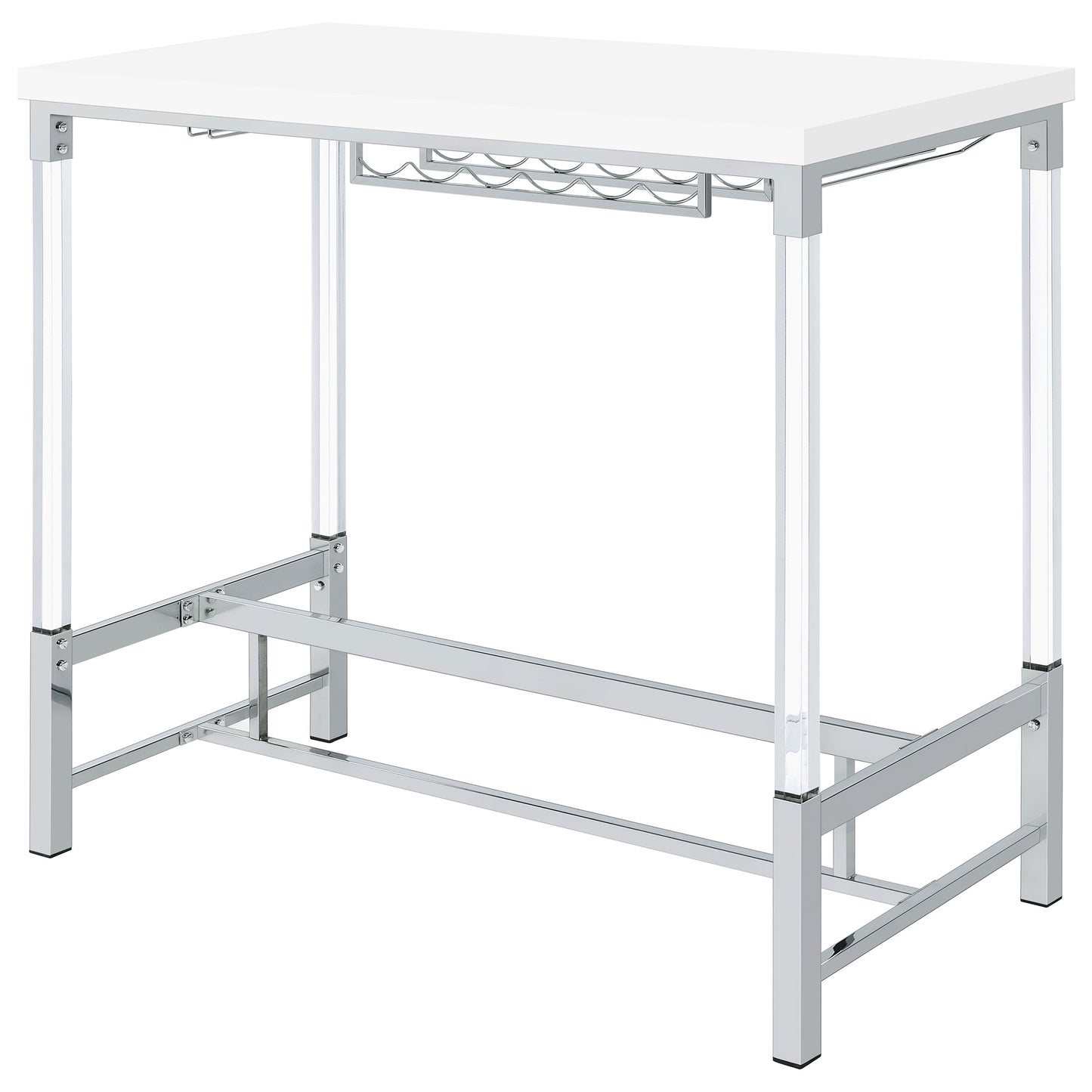 wren 47-inch acrylic leg bar table white high gloss