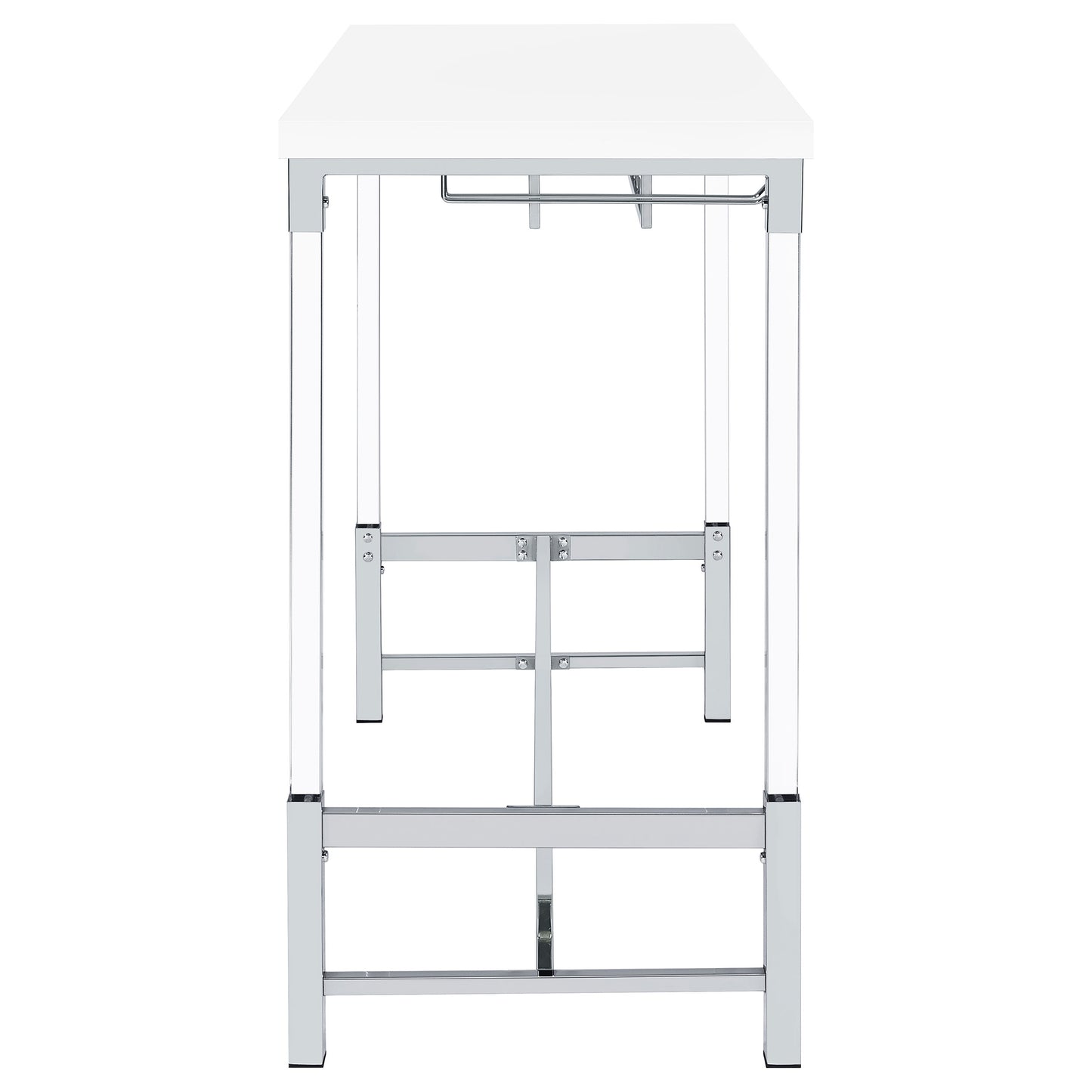 wren 47-inch acrylic leg bar table white high gloss