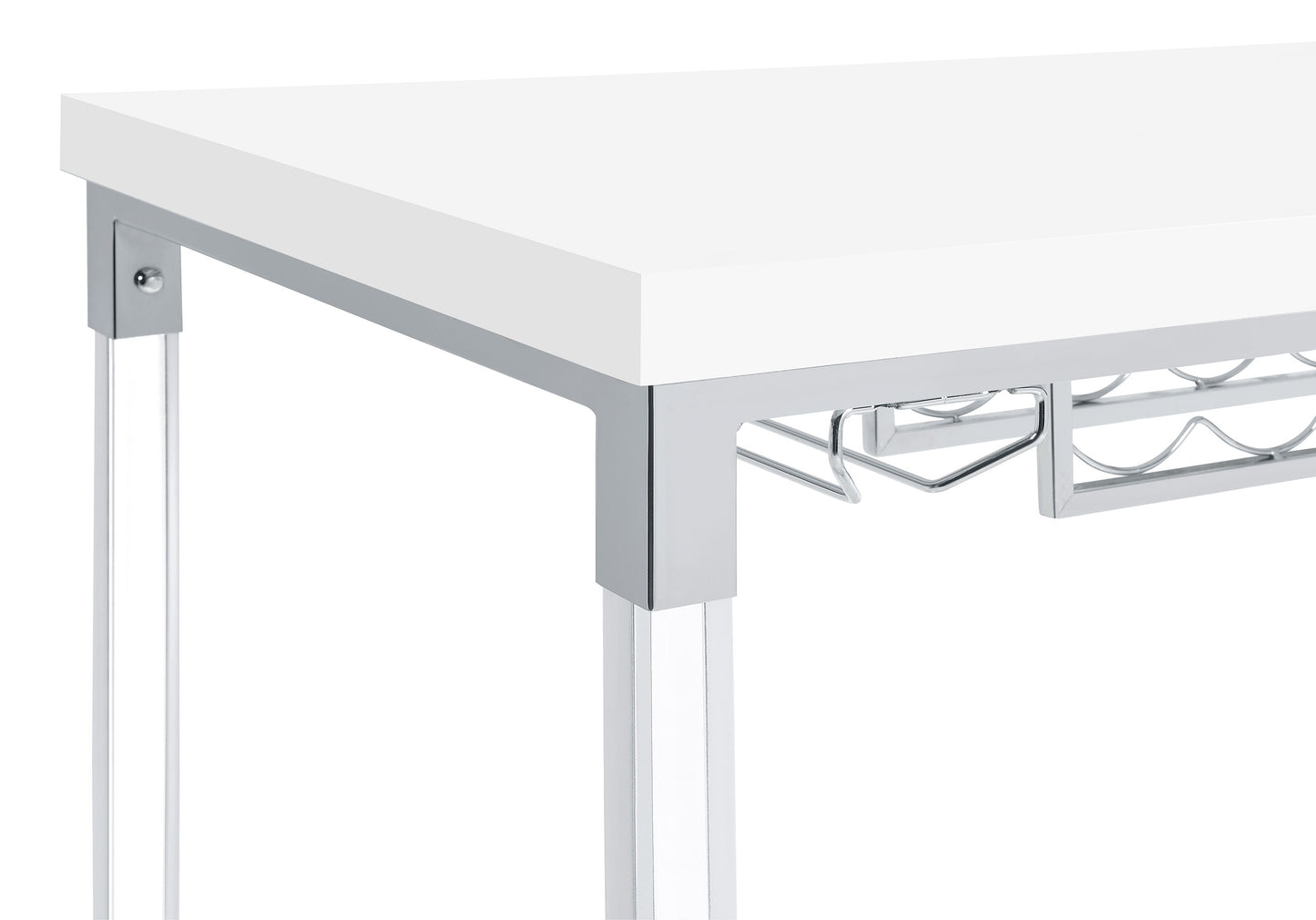 wren 47-inch acrylic leg bar table white high gloss