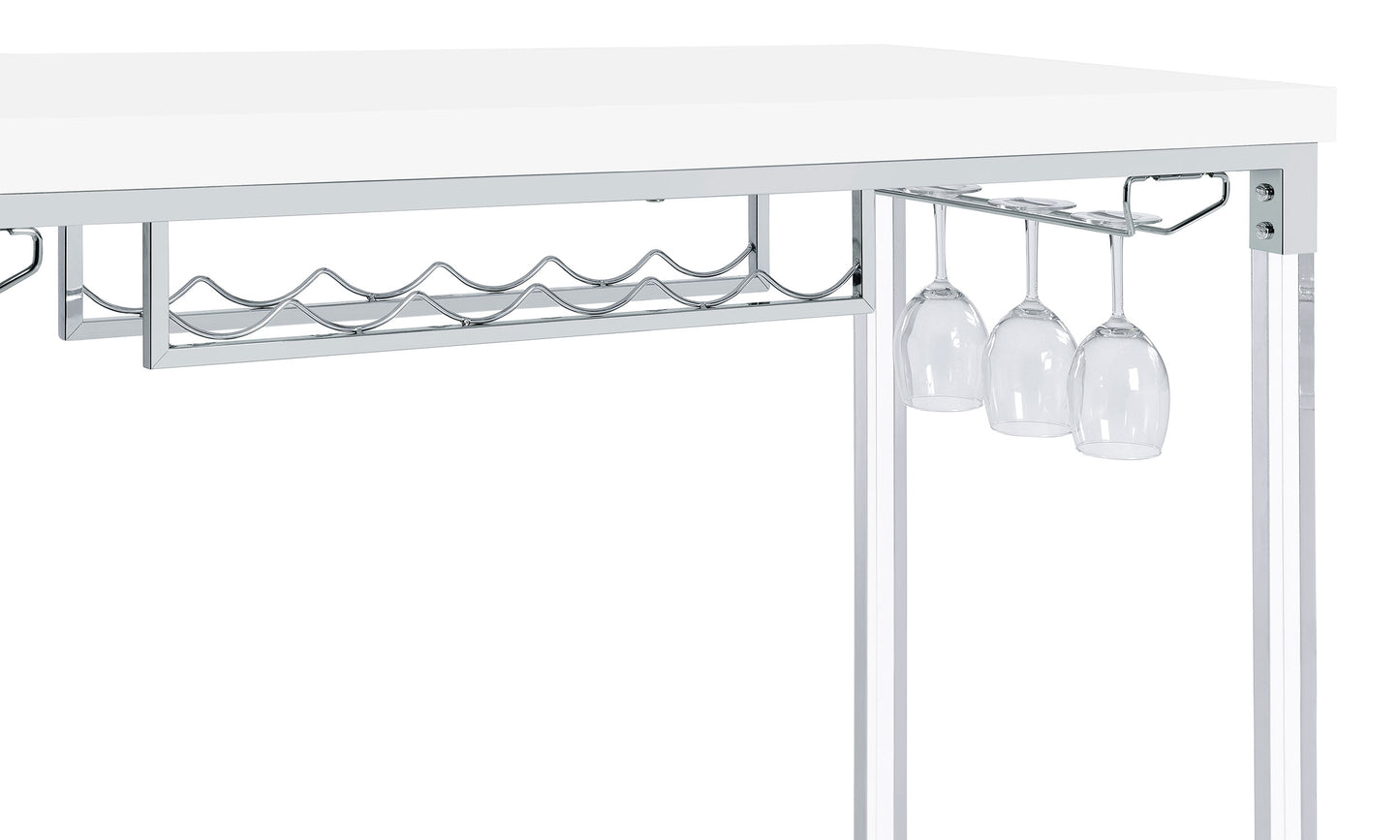 wren 47-inch acrylic leg bar table white high gloss