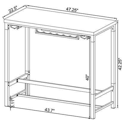 Wren 47-inch Acrylic Leg Bar Table White High Gloss