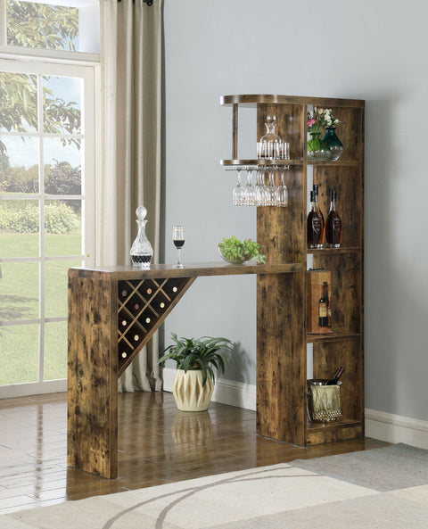 Palomar 5-shelf Home Bar Table Wine Storage Rustic NutmegRustic Nutmeg