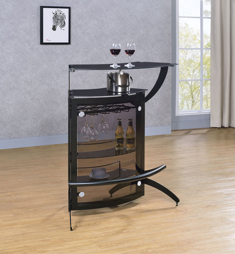 Folsom 2-shelf Curved Freestanding Home Bar Cabinet BlackBlack