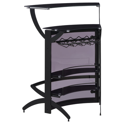 Folsom 2-shelf Curved Freestanding Home Bar Cabinet BlackBlack