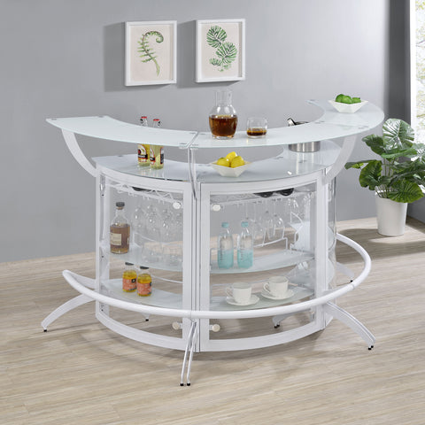 Folsom 3-piece Curved Freestanding Home Bar Cabinet WhiteWhite