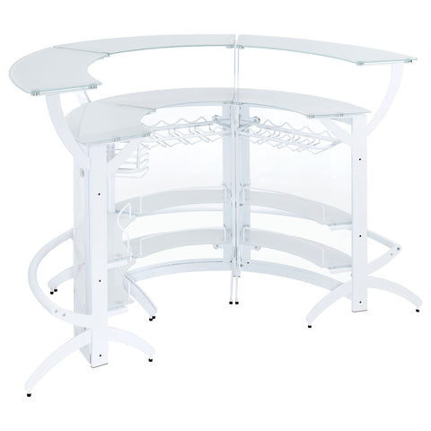 Folsom 3-piece Curved Freestanding Home Bar Cabinet WhiteWhite