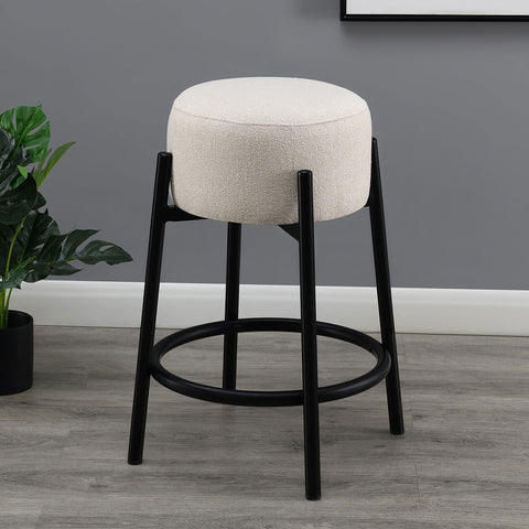 Madra Upholstered Backless Counter Stool White (Set of 2)White