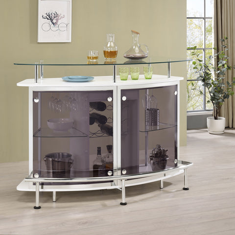 Gloria Curved Glass Top Home Bar Cabinet White High GlossWhite High Gloss