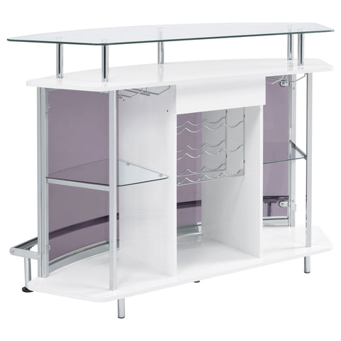 Gloria Curved Glass Top Home Bar Cabinet White High GlossWhite High Gloss