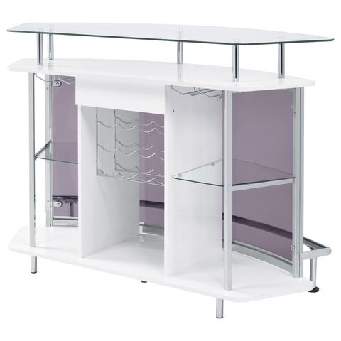 Gloria Curved Glass Top Home Bar Cabinet White High GlossWhite High Gloss