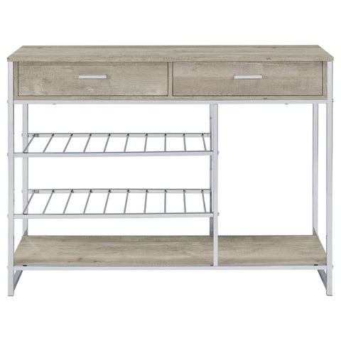 Barnett 2-drawer Home Bar Storage with Wine Rack GreyGrey Washed Oak