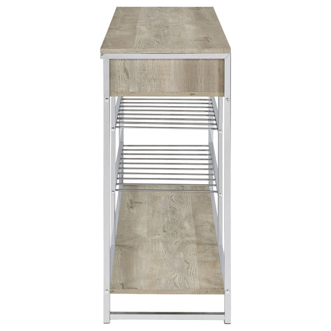Barnett 2-drawer Home Bar Storage with Wine Rack GreyGrey Washed Oak