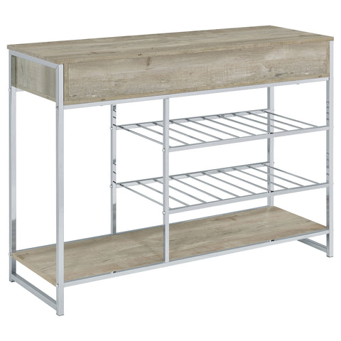 Barnett 2-drawer Home Bar Storage with Wine Rack GreyGrey Washed Oak